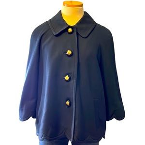Florence Broadhurst for Kate Spade Buttoned Coat, Navy Blue, size 8